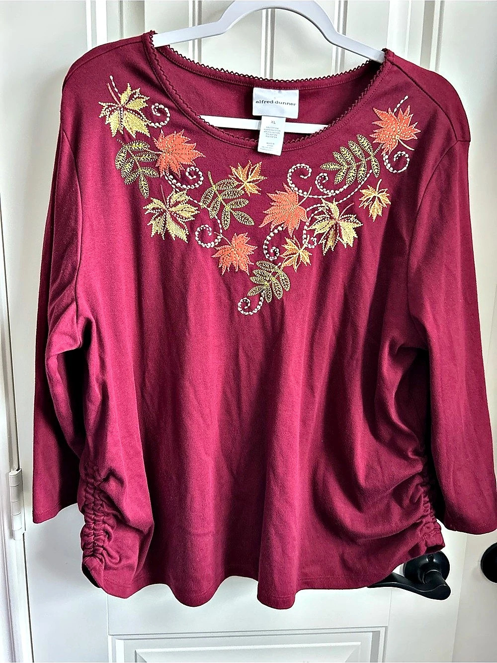 alfred dunner Embroidered Long Sleeve Tunic in Purple Size XL Like New